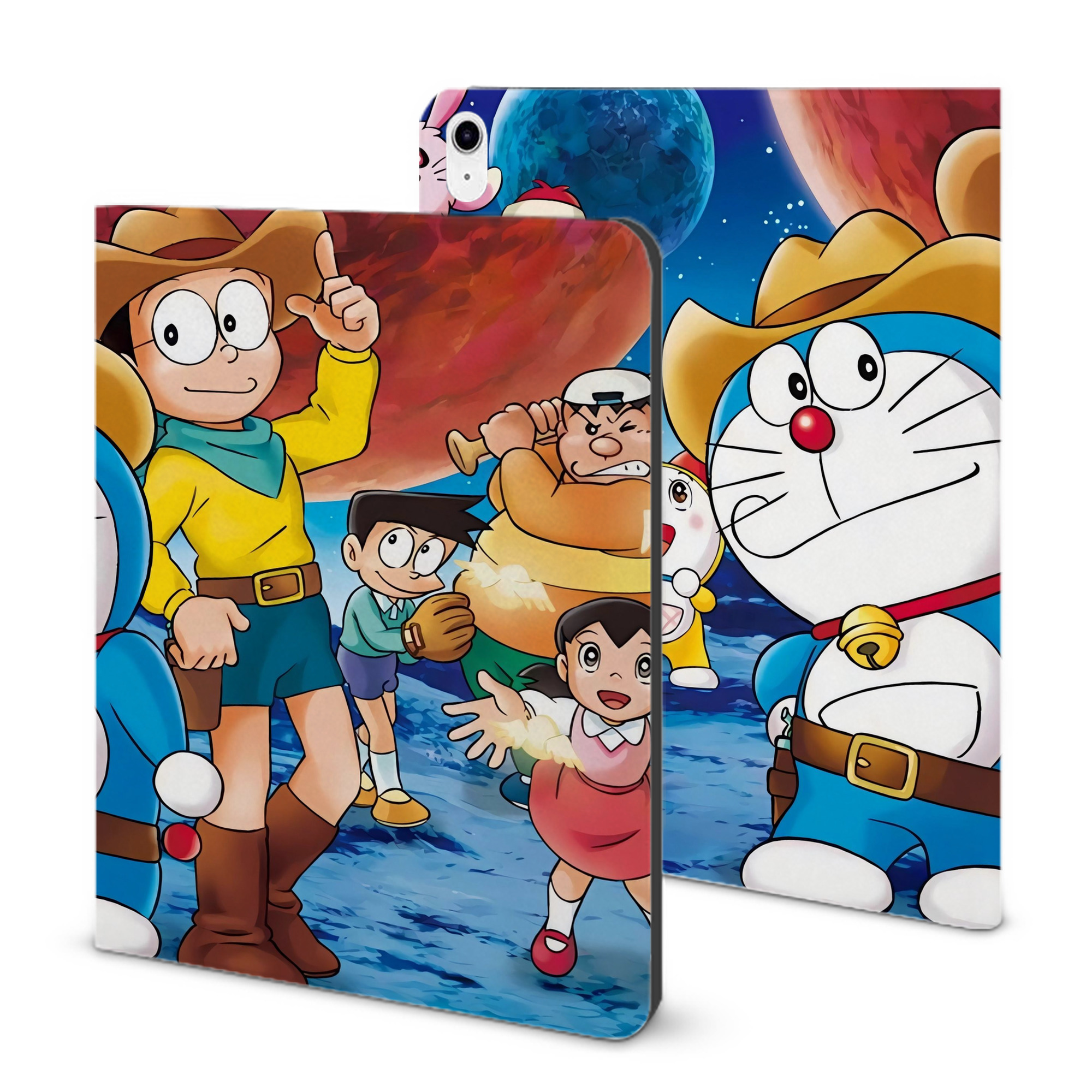（画像用） ドラえもん Doraemon IPad ケース ブック型 PUレザー TPU 耐衝撃 軽量 薄型 ペン収納なし 全面保護 IPad 各モデル対応